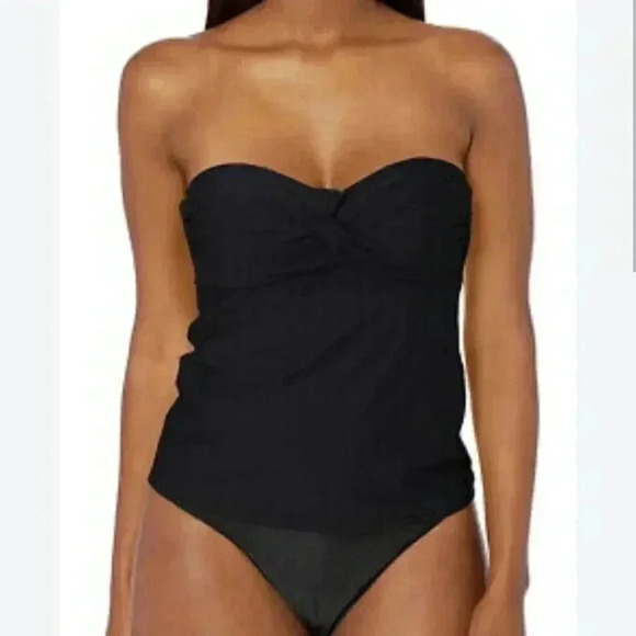 NWT Catalina Twist Front Bandeau Tankini Top‎ Only Size Medium Black - Picture 1 of 6